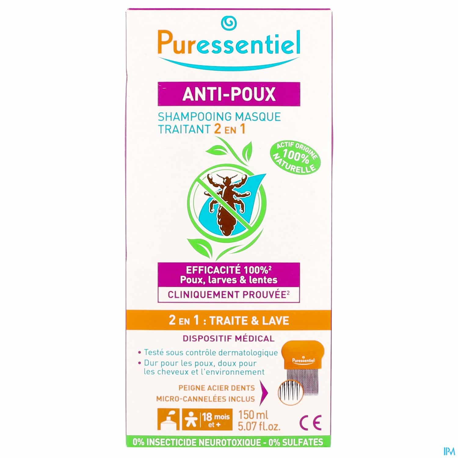 PURESSENTIEL SH MASQ A/POUX 150ML