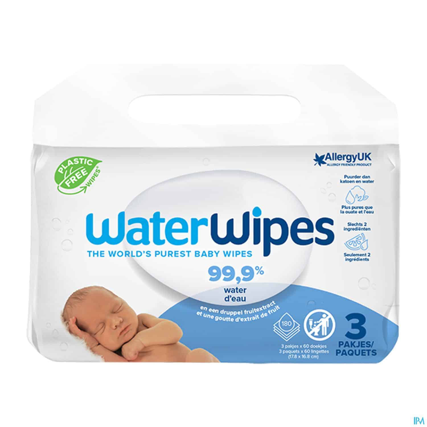 WATER WIPES LINGETTE COMPOST 3X60