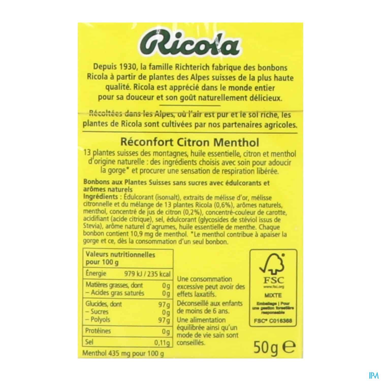 RICOLA RECONFORT CITRON MENT 50G RICOLA RECONFORT CITRON MENT 50G – Image 3