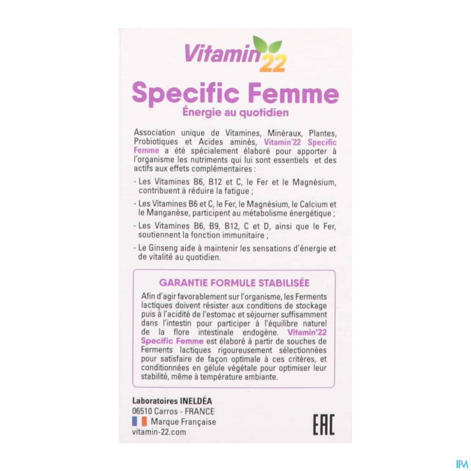 VITAMIN'22 SPECIFIC FEMME GELUL 60 VITAMIN'22 SPECIFIC FEMME GELUL 60 – Image 9