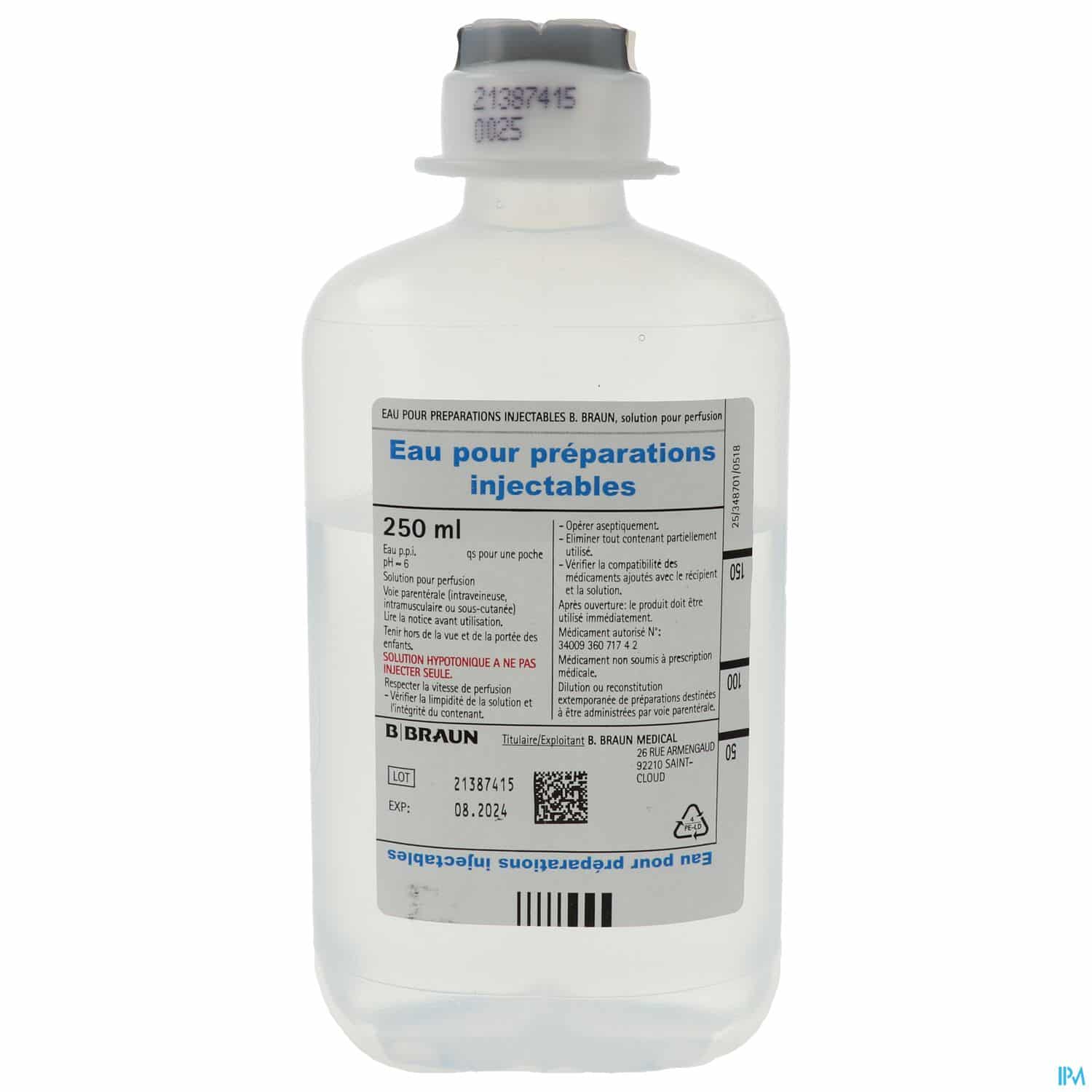 EAU PPI BBRAUN ECOFLAC 250ML 1